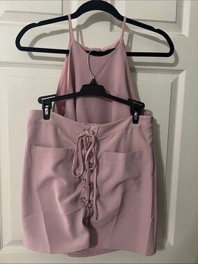 Ina Pink Lace-Up Mini Skirt